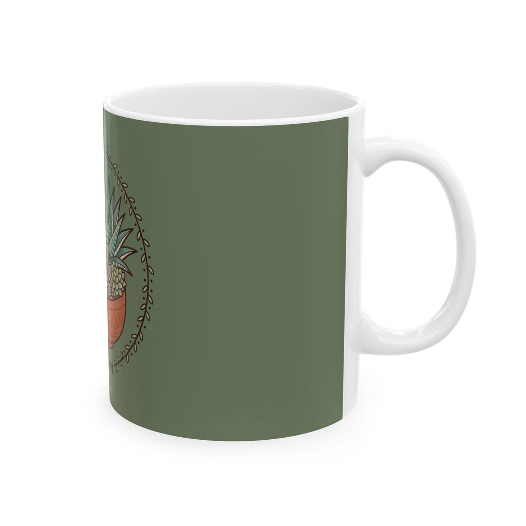 Succulent Garden Ceramic Mug — Botanical 11oz/15oz Coffee Cup